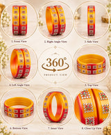 Multicolor Yellow–Orange–Red Crystal Designer Lac Bangle Set