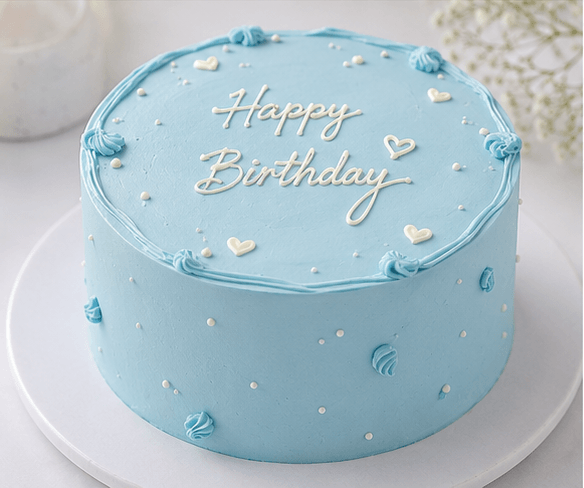 Pastel Blue Happy Birthday Cake