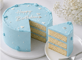 Pastel Blue Happy Birthday Cake