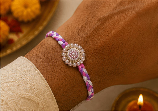 Pastel Braided Pearl Designer Rakhi