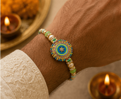 Pastel Evil Eye Beaded Designer Rakhi