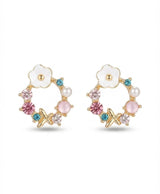 Pastel Floral Butterfly Hoop Earrings