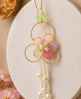 Pastel Floral Pearl Designer Lumba Rakhi