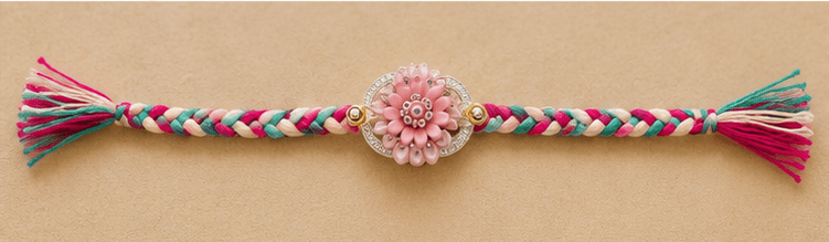 Pastel Pink Floral Braided Designer Rakhi