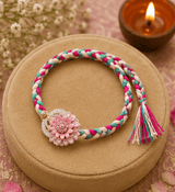 Pastel Pink Floral Braided Designer Rakhi