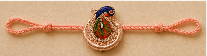 Peacock Embroidery Designer Rakhi
