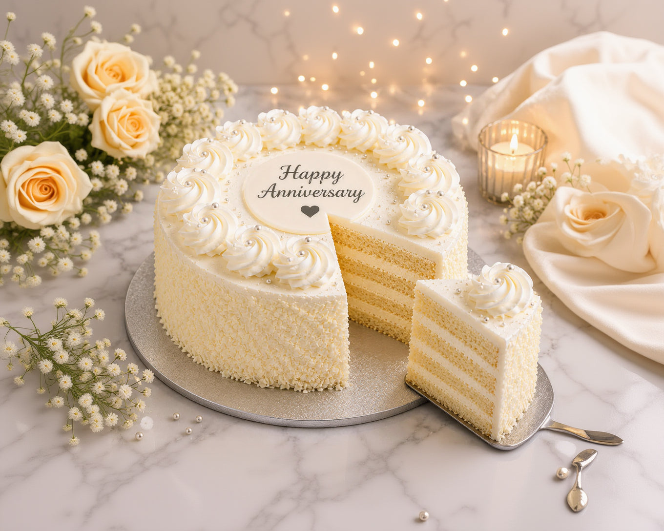 Pearl Elegance White Forest Anniversary Cake