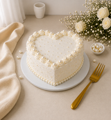 Pearl White Heart Vanilla Cream Cake