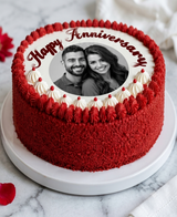 Personalized Anniversary Photo Red Velvet Cake