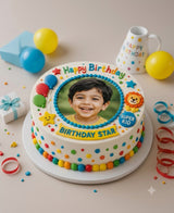 Personalized Birthday Star Photo Vanilla Cake