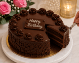 Pink Roses Bouquet with Chocolate Truffle Birthday Cake Combo