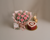 Pink Roses & Red Velvet Heart Anniversary Celebration Combo