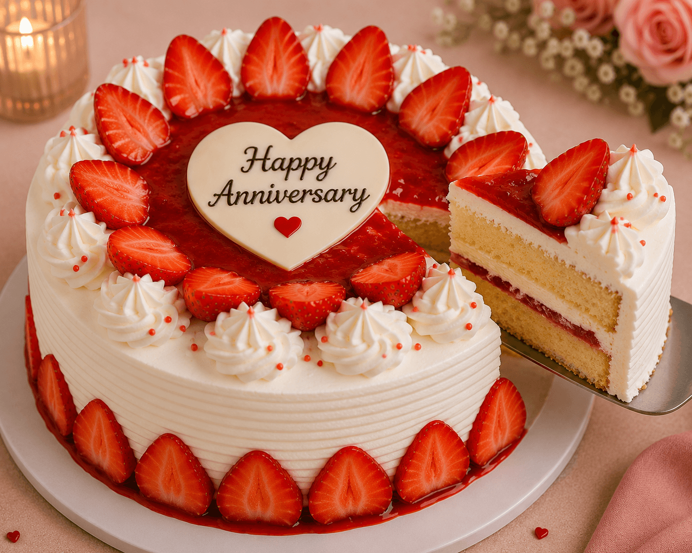 Pink Roses & Strawberry Anniversary Celebration Combo