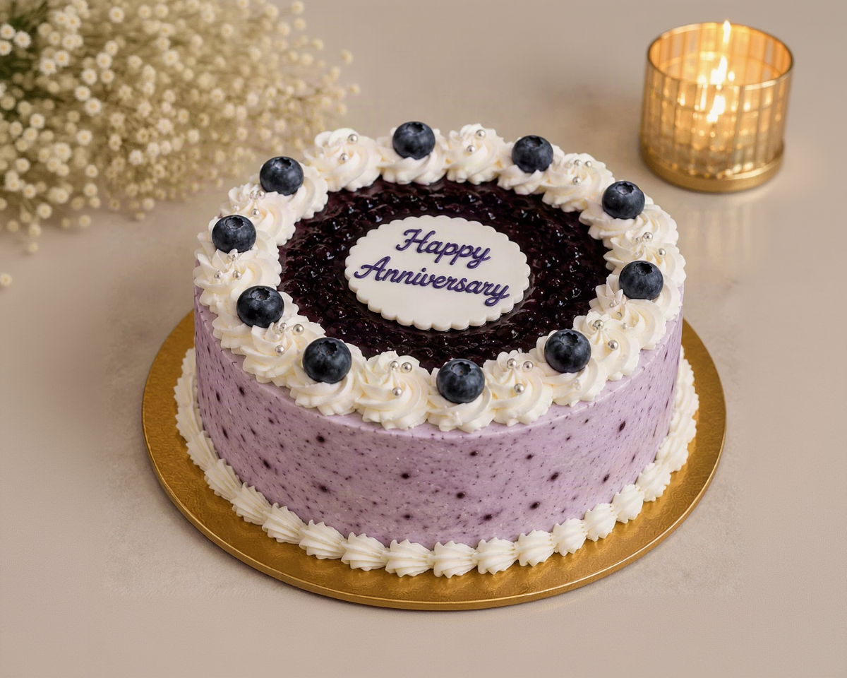 Pink Roses, White Lilies & Blueberry Anniversary Celebration Combo