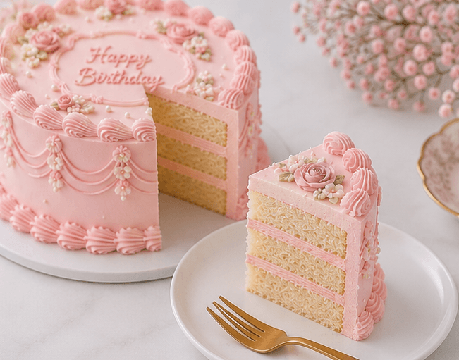 Pink Vintage Buttercream Cake