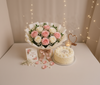 Pink & White Roses with White Forest Anniversary Celebration Combo