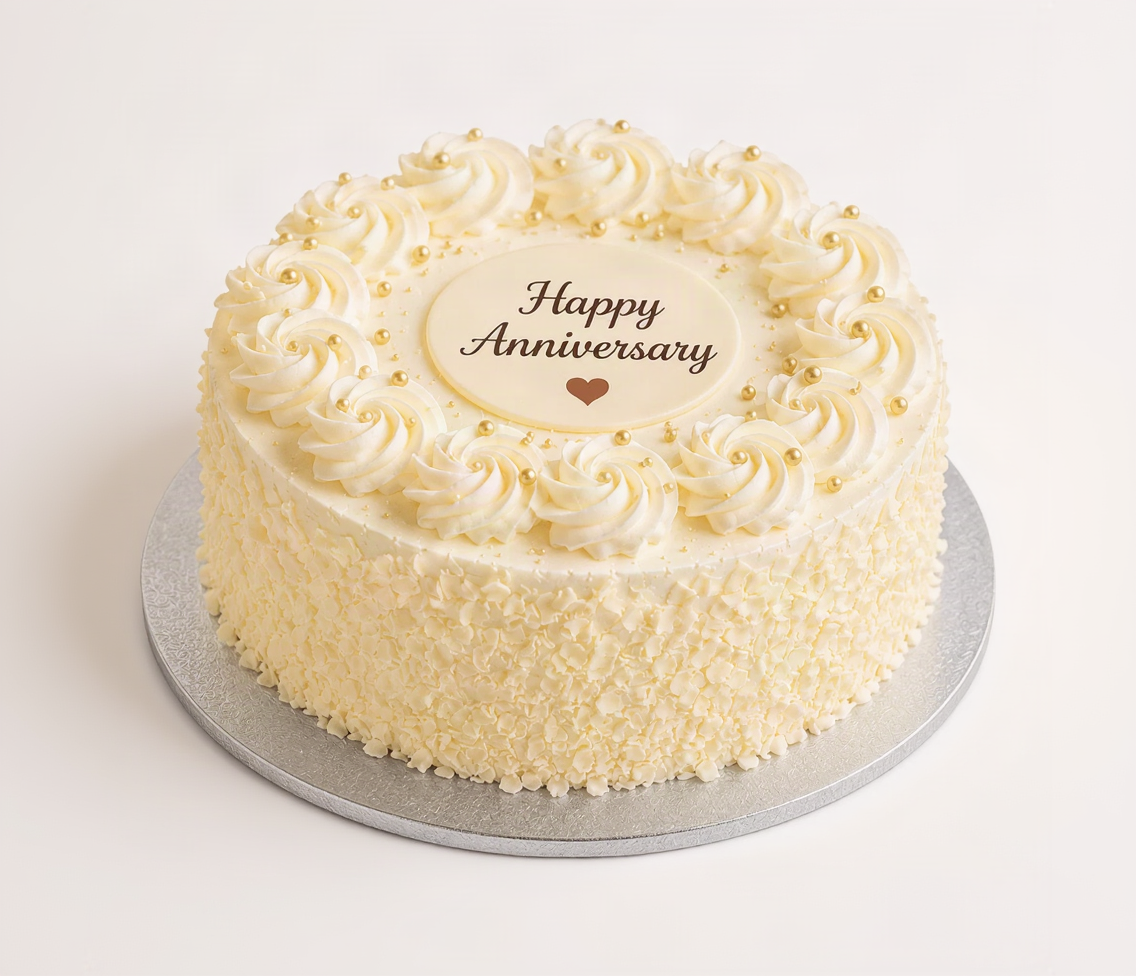 Pink & White Roses with White Forest Anniversary Celebration Combo