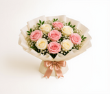 Pink & White Roses with White Forest Anniversary Celebration Combo