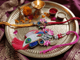 Premium Lotus Peacock Designer Rakhi Combo