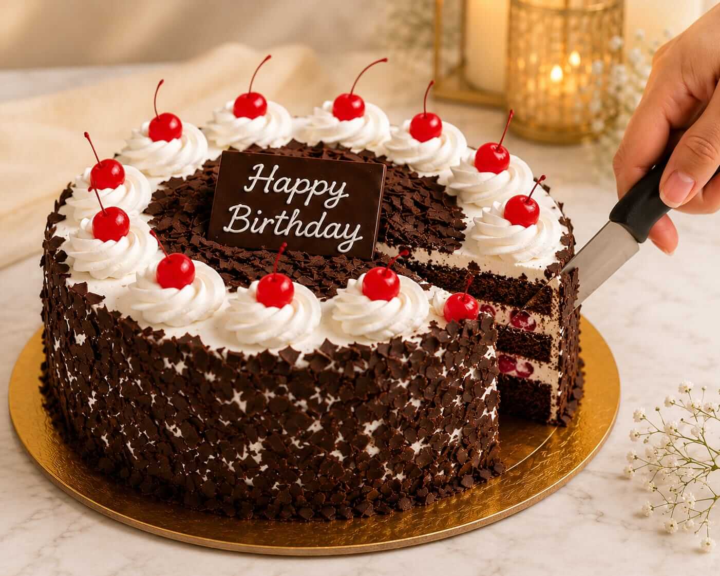 Premium Mixed Roses Bouquet & Black Forest Cake Birthday Combo