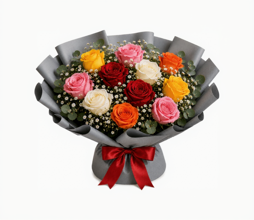 Rainbow Roses & KitKat Chocolate Delight Combo