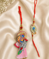 Premium Radha Krishna Peacock Rakhi Set