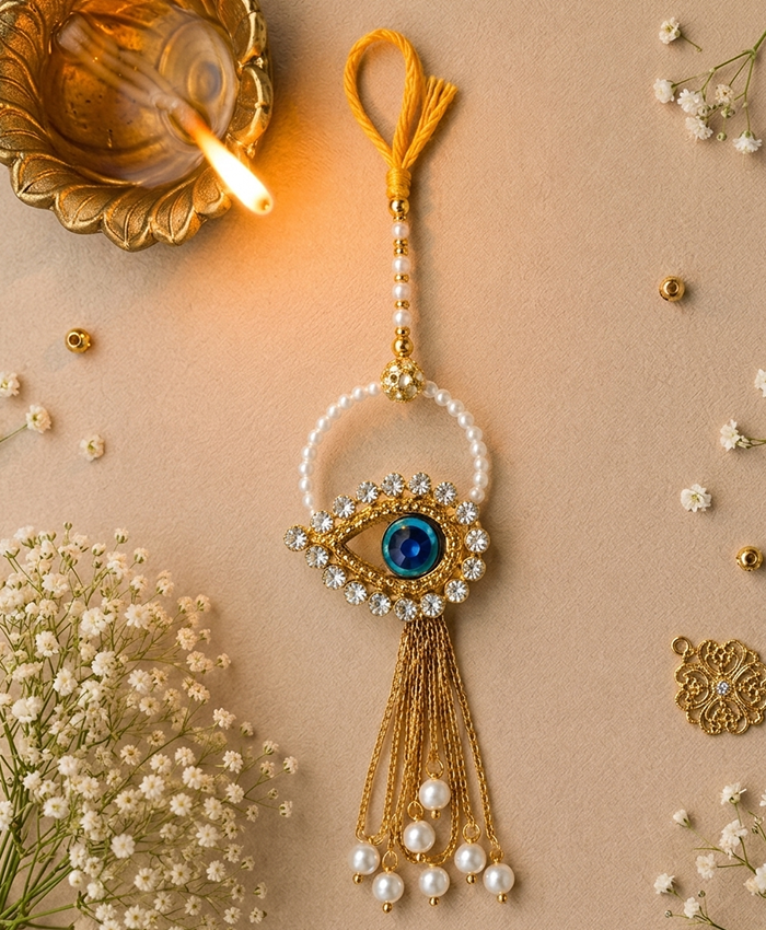 Golden Peacock Pearl Designer Rakhi