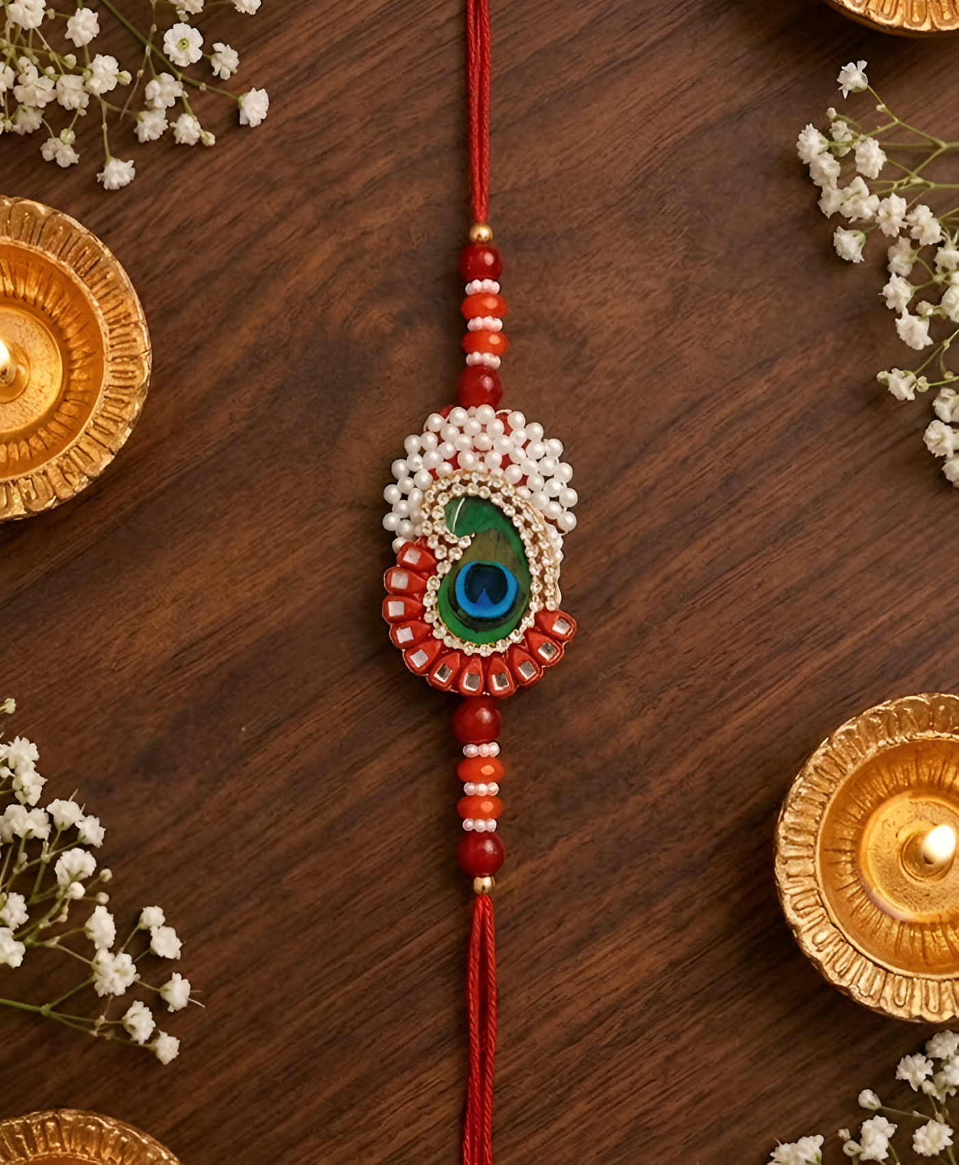 Mayur Crest Pearl Designer Rakhi