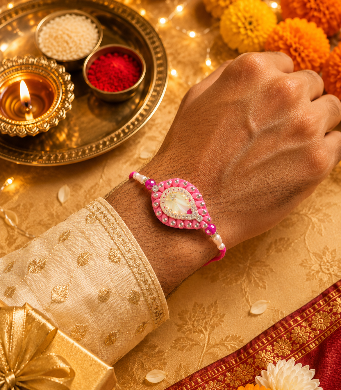 Gulabi Noor Pearl Rakhi