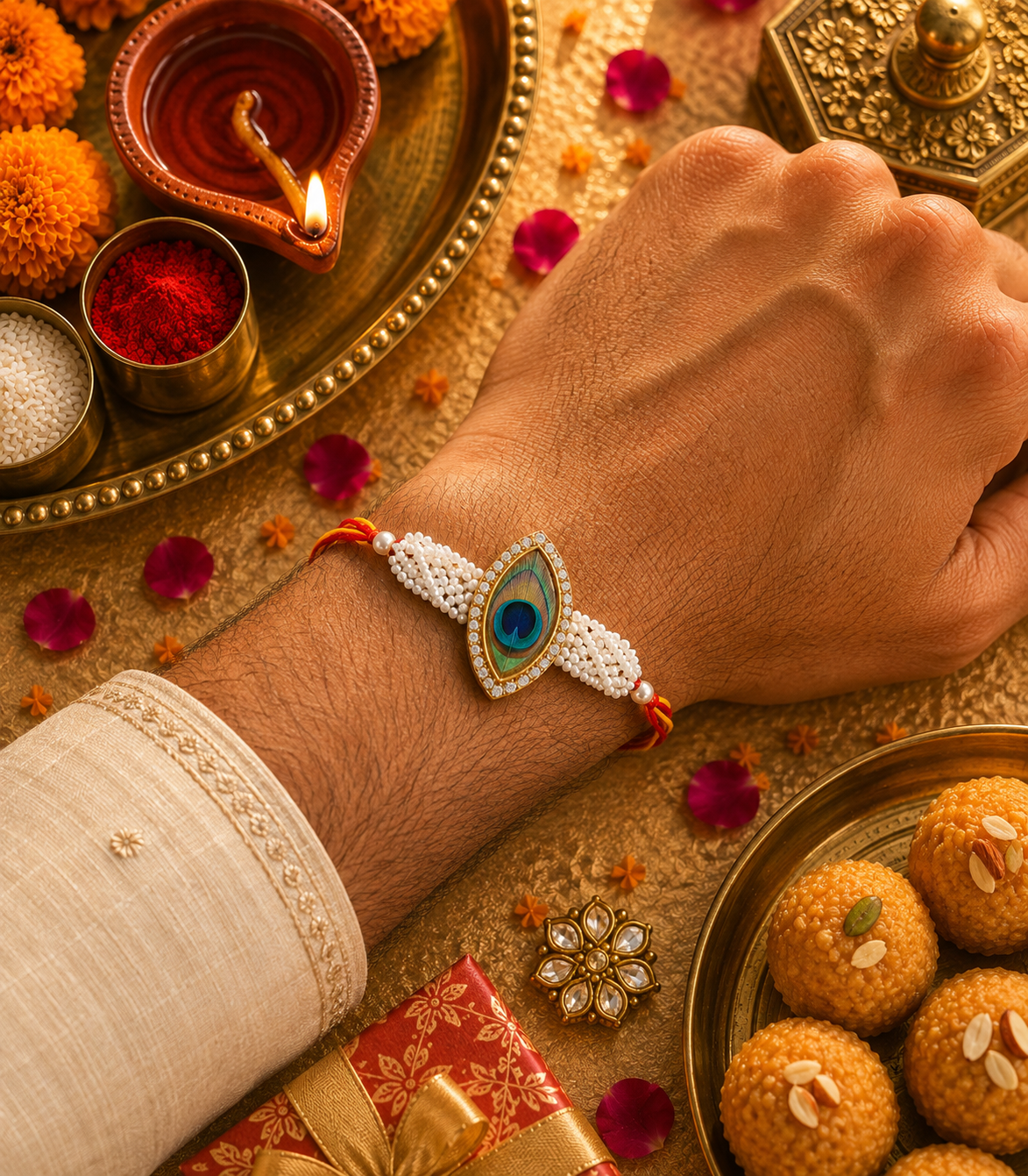 Mayura Shringar Pearl Rakhi