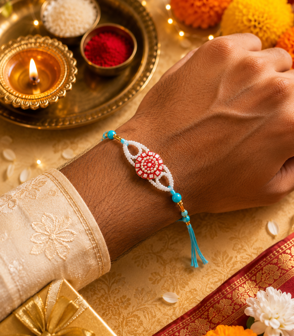 Neelam Pearl Bloom Rakhi