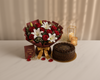 Red Roses & White Lilies Bouquet with Chocolate Truffle Cake