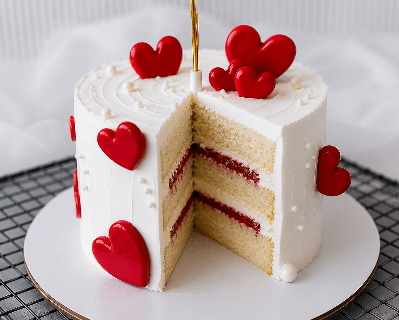 Romantic Red Heart Celebration Cake