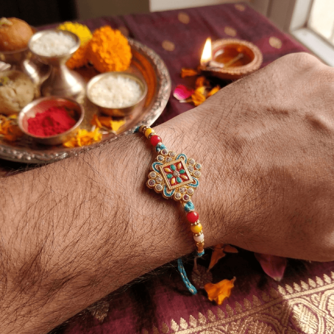 Royal Multicolor Meenakari Designer Rakhi