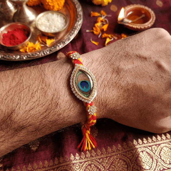Royal Peacock Feather Designer Rakhi