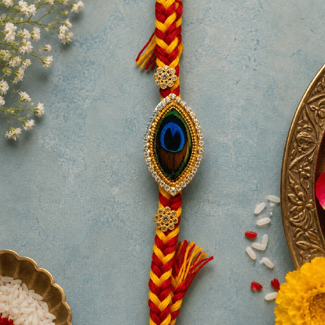 Royal Peacock Feather Designer Rakhi