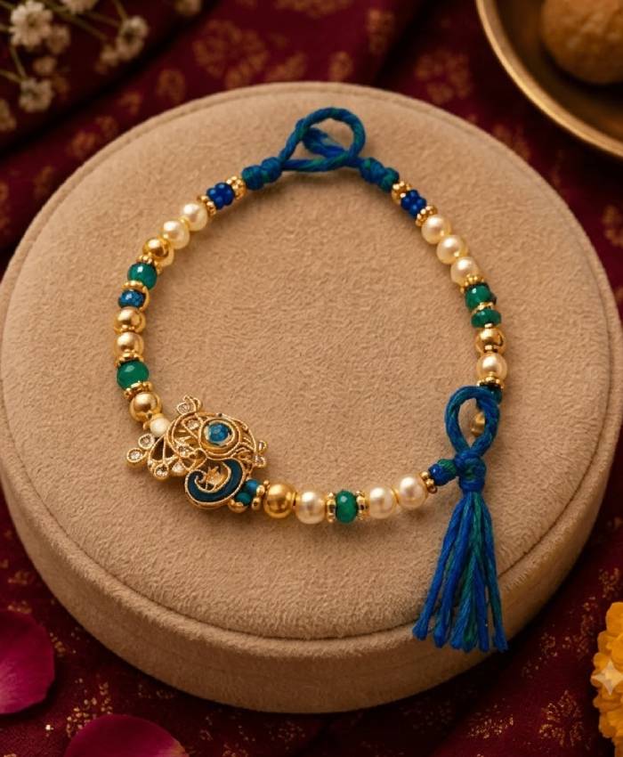 Royal Peacock Pearl Designer Rakhi