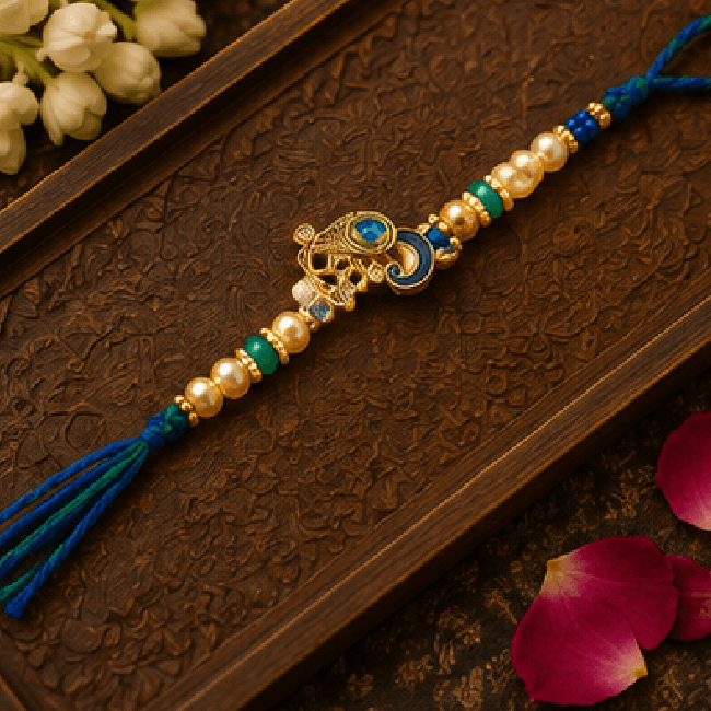 Royal Peacock Pearl Designer Rakhi