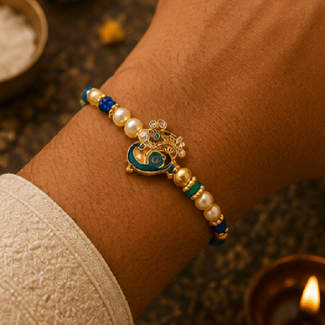 Royal Peacock Pearl Designer Rakhi
