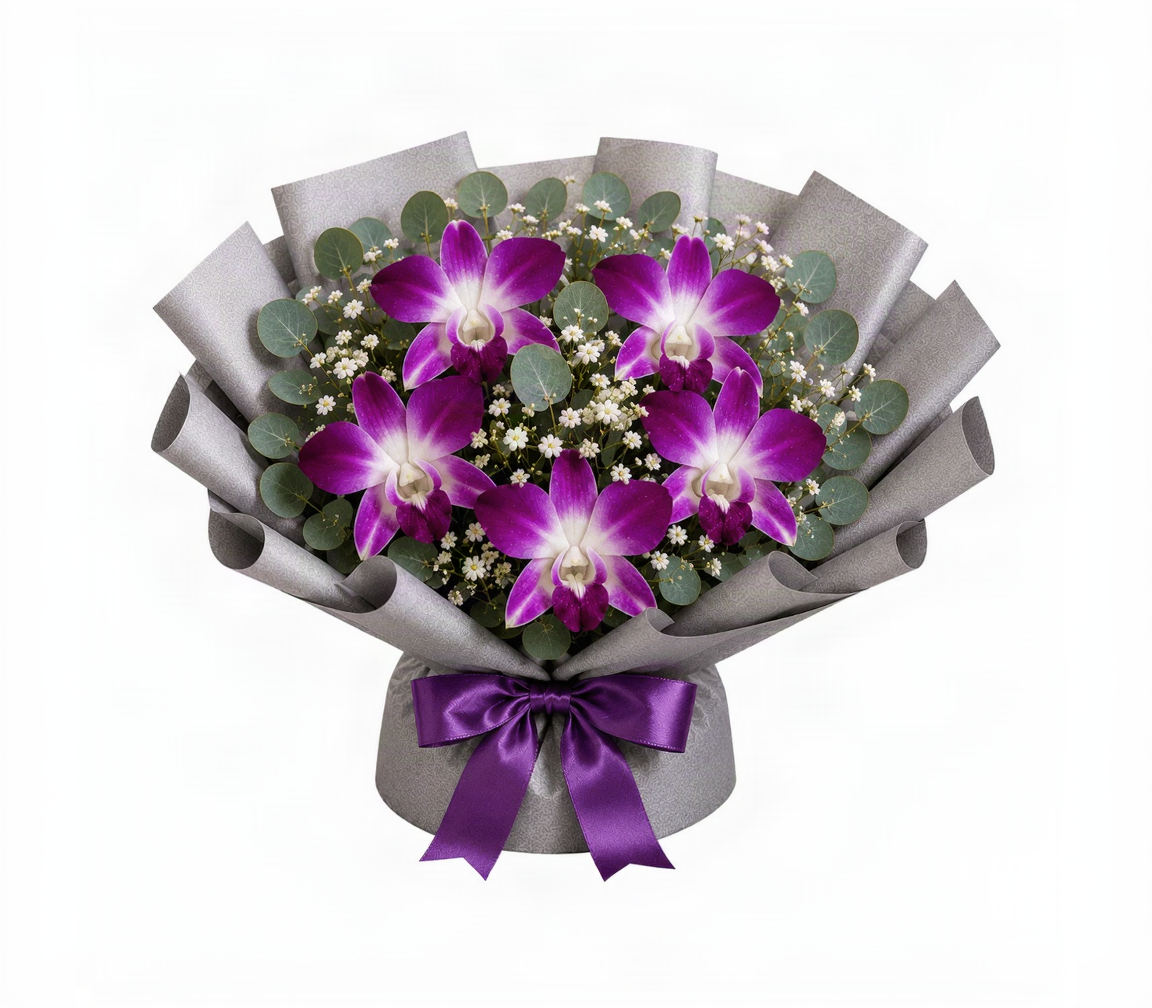 Royal Purple Orchids & Chocolate Truffle Birthday Combo