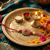 Royal Ruby Square Stone Designer Rakhi