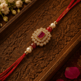 Royal Ruby Square Stone Designer Rakhi