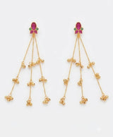 Ruby Bloom Long Chain Drop Earrings