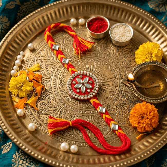 Ruby Pearl Floral Designer Rakhi
