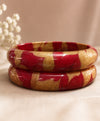 Traditional Red & Gold Hand-Painted Lac Bangle Set
