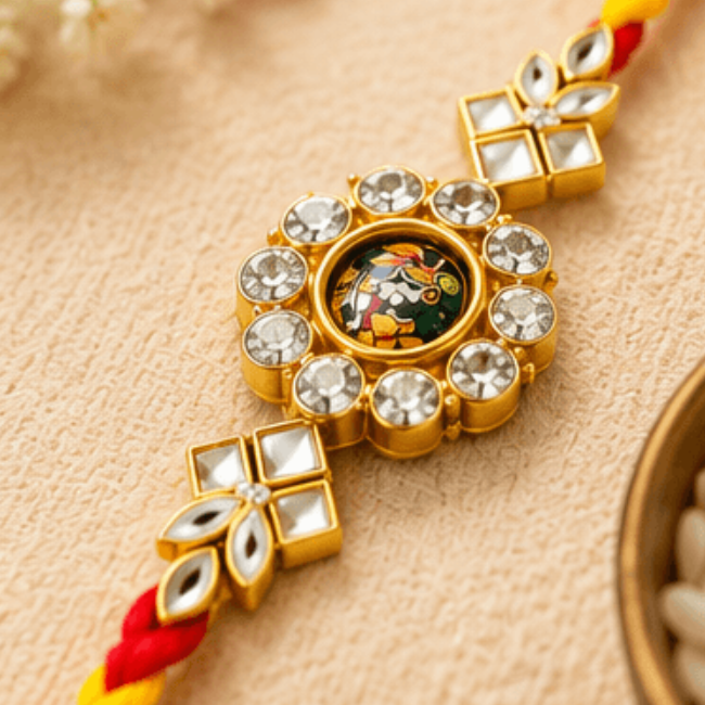 Shree Krishna Premium Kundan Designer Rakhi