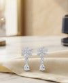 Silver Snowflake Crystal Drop Earrings