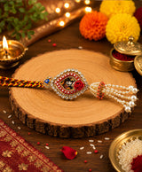 Radha Krishna Pearl Designer Lumba Rakhi