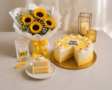 Cheerful Sunflowers & Pineapple Birthday Cake Combo