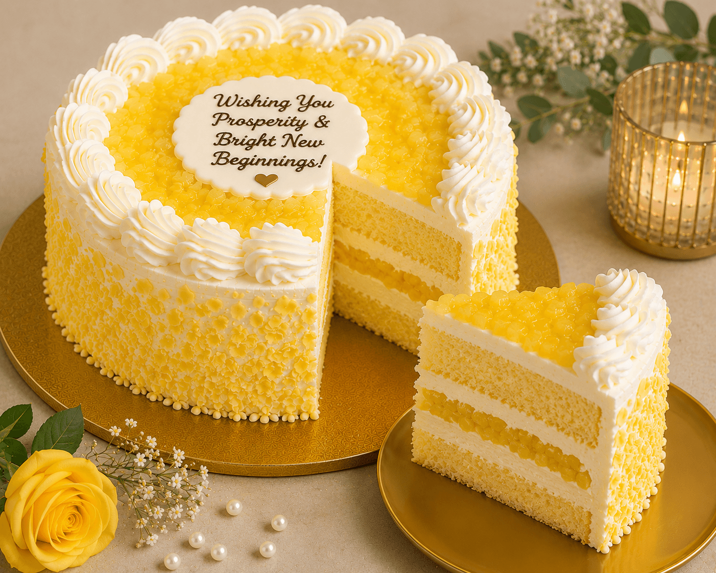 Sunflowers, Yellow Roses & Pineapple Prosperity Combo